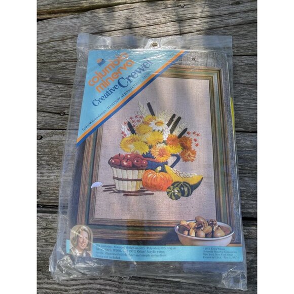 Vintage 1970s Columbia Minerva Erica Wilson Harvest Arrangement NOS - Picture 3 of 7